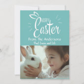 Pastel groen gelukkig Pasen aangepaste foto Feestdagenkaart (Voorkant)