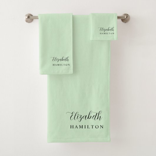  pastel groen gepersonaliseerde badset bad handdoek (Insitu)