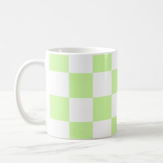 Pastel groen geruit gingham patroon koffiemok (Links)