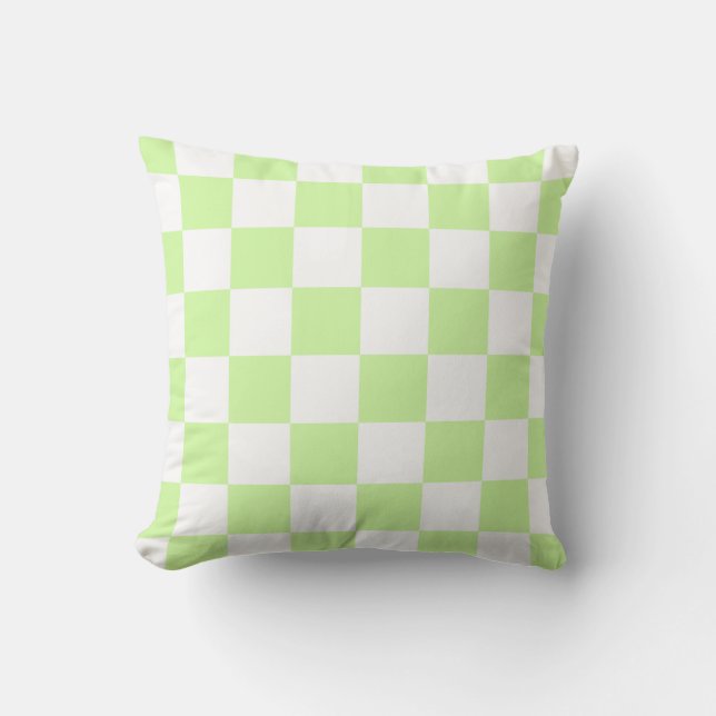 Pastel groen geruit gingham patroon kussen (Voorkant)