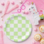 Pastel groen geruit gingham patroon papieren bordje (Feest)