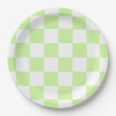 Pastel groen geruit gingham patroon papieren bordje (Voorkant)