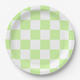 Pastel groen geruit gingham patroon papieren bordje