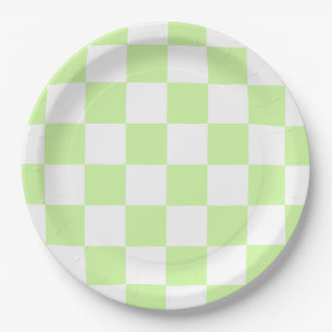Pastel groen geruit gingham patroon papieren bordje