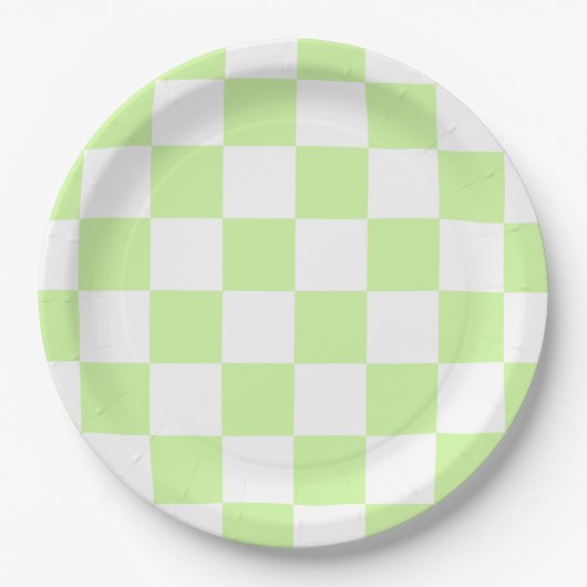 Pastel groen geruit gingham patroon papieren bordje (Voorkant)