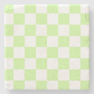 Pastel groen geruit gingham patroon stenen onderzetter