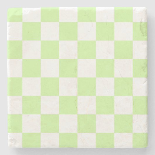 Pastel groen geruit gingham patroon stenen onderzetter (Voorkant)