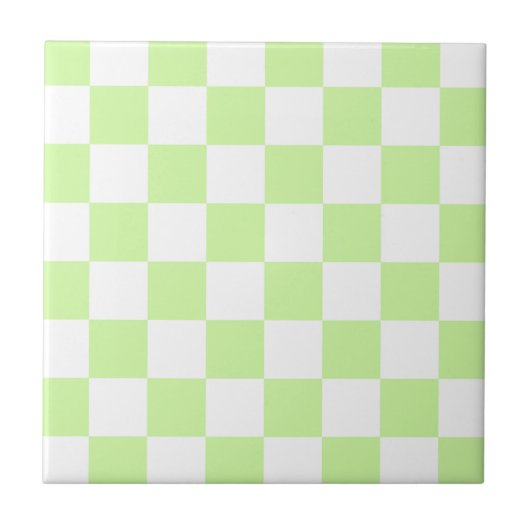 Pastel groen geruit gingham patroon tegeltje (Voorkant)