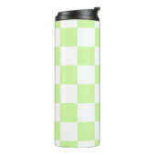 Pastel groen geruit gingham patroon thermosbeker (Gedraaid links)