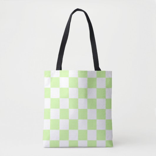 Pastel groen geruit gingham patroon tote bag (Voorkant)