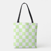 Pastel groen geruit gingham patroon tote bag (Achterkant)