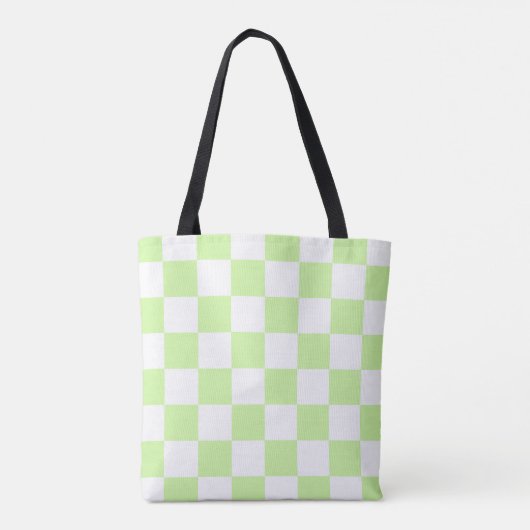 Pastel groen geruit gingham patroon tote bag (Achterkant)