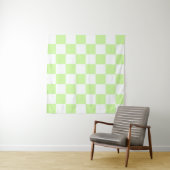 Pastel groen geruit gingham patroon wandkleed (In Situ (horizontaal))
