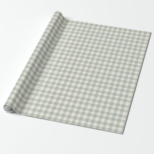 Pastel groen gingham patroon cadeaupapier (Uitgerold)