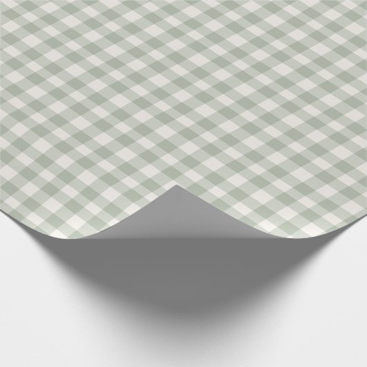 Pastel groen gingham patroon cadeaupapier (Hoek)