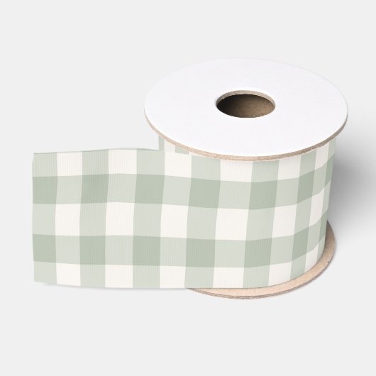Pastel groen gingham patroon grosgrain lint (Spoel)