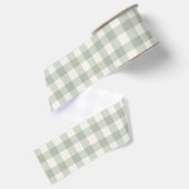 Pastel groen gingham patroon grosgrain lint (Achterkant)