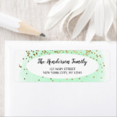 Pastel Groen Goud Glitter Kerstmis Etiket (Insitu)