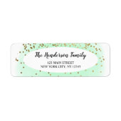 Pastel Groen Goud Glitter Kerstmis Etiket (Voorkant)