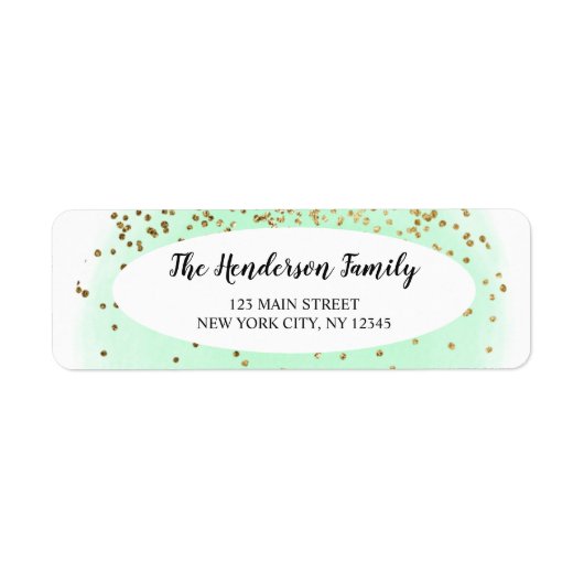 Pastel Groen Goud Glitter Kerstmis Etiket (Voorkant)