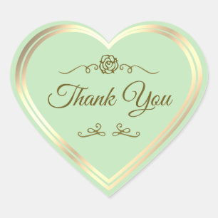 Pastel Groen Goud Lijst en Roos Bedankt Hart Sticker