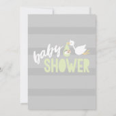 Pastel Groen & Grijs, Stork Baby shower Invitation Kaart (Achterkant)