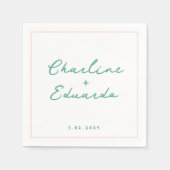 Pastel groen Handschrift Retro bruiloft servetten (Voorkant)