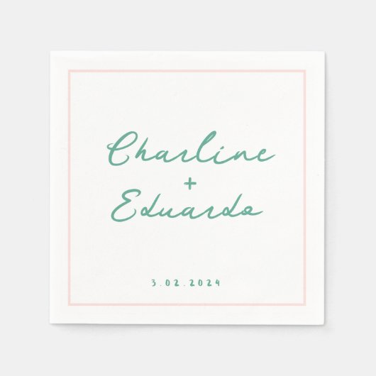 Pastel groen Handschrift Retro bruiloft servetten (Voorkant)