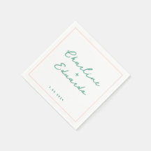 Pastel groen Handschrift Retro bruiloft servetten