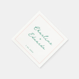 Pastel groen Handschrift Retro bruiloft servetten