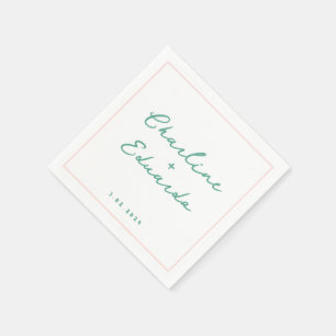 Pastel groen Handschrift Retro bruiloft servetten