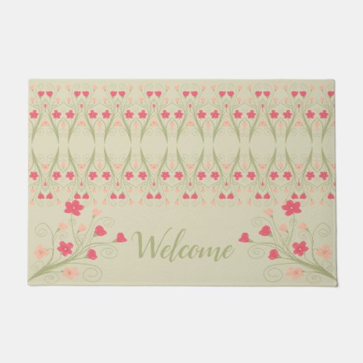 Pastel groen met bloemen deurmat (Voorkant)