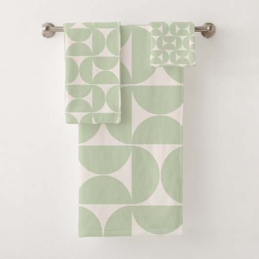 Pastel groen midden eeuw modern patroon bad handdoek (Insitu)