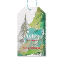 Pastel Groen Moderne Kerstboom Waterverf Kunst