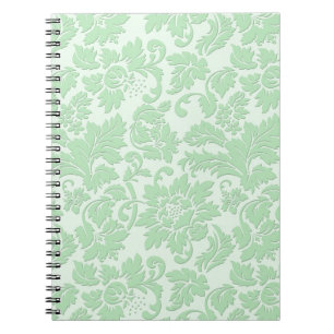 Pastel Groen Monochromatische  Bloemen Damast Notitieboek