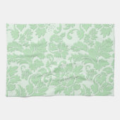 Pastel Groen Monochromatische  Bloemen Damast Theedoek (Horizontaal)
