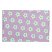 Pastel Groen Paarse Girly Omkeerbare Bloemenprint Kussensloop (Achterkant-Links)