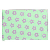Pastel Groen Paarse Girly Omkeerbare Bloemenprint Kussensloop (Voorkant-Rechts)