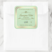 Pastel Groen Product Label Goud Lijst met Logo (Tas)