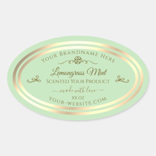 Pastel Groen Product Label Goud Lijst Roos (Voorkant)