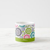 Pastel groen roze blauwgroen bloemetjes  Bloemenna Espresso Kop (Voorkant)