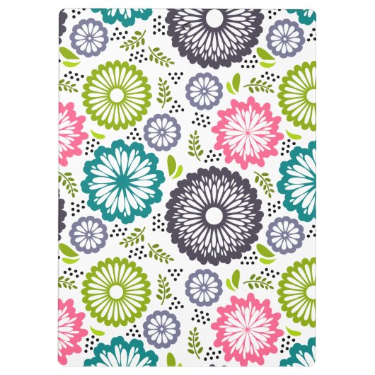 Pastel groen roze blauwgroen bloemetjes  Bloemenna Klembord (Achterkant)