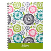 Pastel groen roze blauwgroen bloemetjes  Bloemenna Notitieboek (Voorkant)