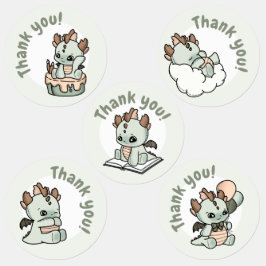 Pastel Groen Sinaasappel Baby Dragon Bedankt Labels