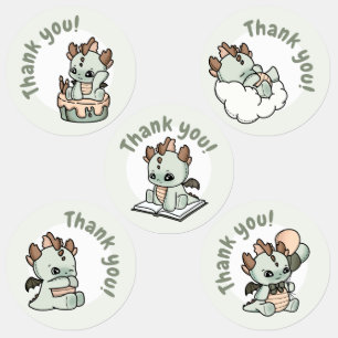 Pastel Groen Sinaasappel Baby Dragon Bedankt Labels
