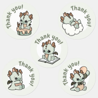 Pastel Groen Sinaasappel Baby Dragon Bedankt Labels