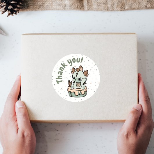 Pastel Groen Sinaasappel Baby Dragon Dank u Sticke Labels