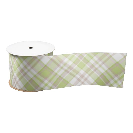 PASTEL GROEN TAN WIT PLAID PATRONEN SATIJNEN LINT (Spoel)