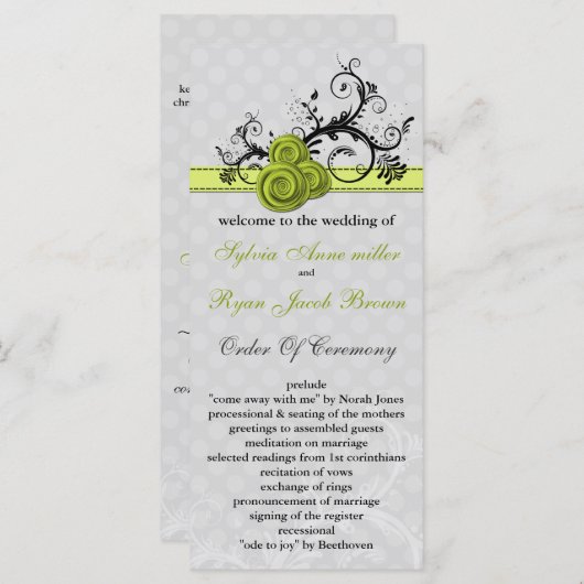 pastel groen Trouwprogramma Programmakaart (Voorkant / Achterkant)