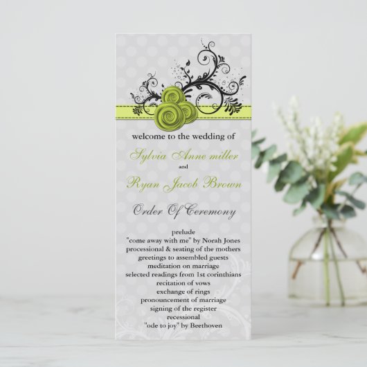 pastel groen Trouwprogramma Programmakaart (Staand voorkant)